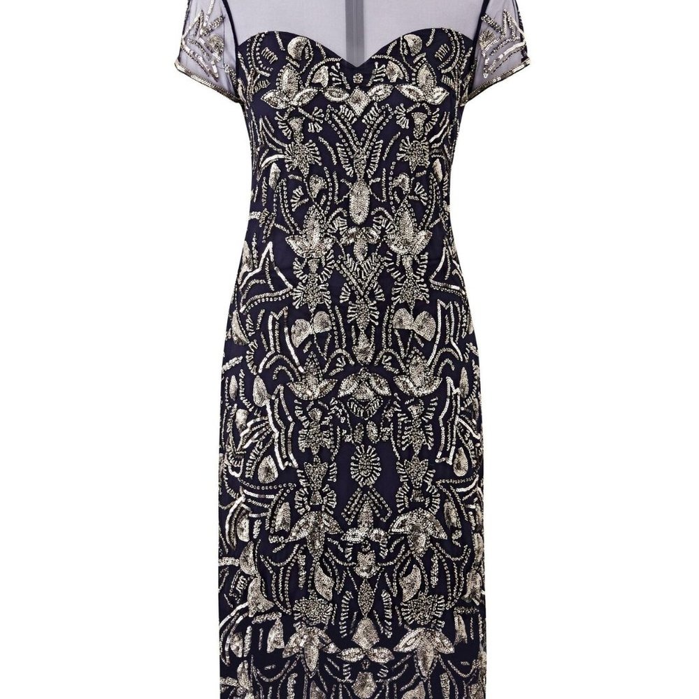 Joanna Hope sequin shift dress silver blue size 16